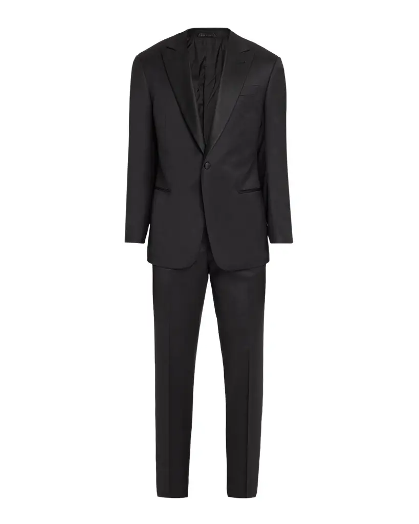 Giorgio Armani Men's Diamond-Woven Stretch-Virgin Wool Tuxedo | Image 1 Giorgio Armani Men's Diamond-Woven Stretch-Virgin Wool Tuxedo | Image 1