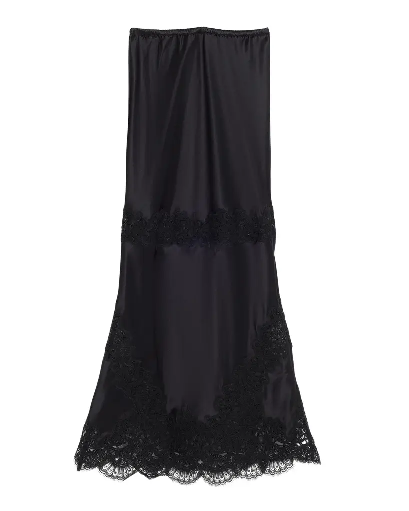 CYNTHIA ROWLEY Lace-Trim Satin Maxi Skirt | Image 1 CYNTHIA ROWLEY Lace-Trim Satin Maxi Skirt | Image 1
