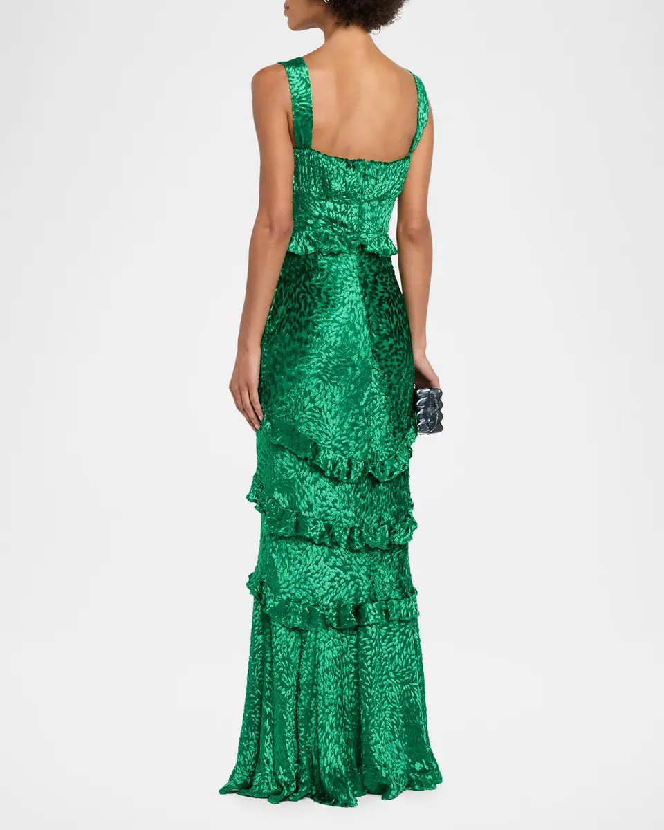 Saloni Chandra Floral Ruffled Gown | Thumbnail 3 Saloni Chandra Floral Ruffled Gown | Thumbnail 3