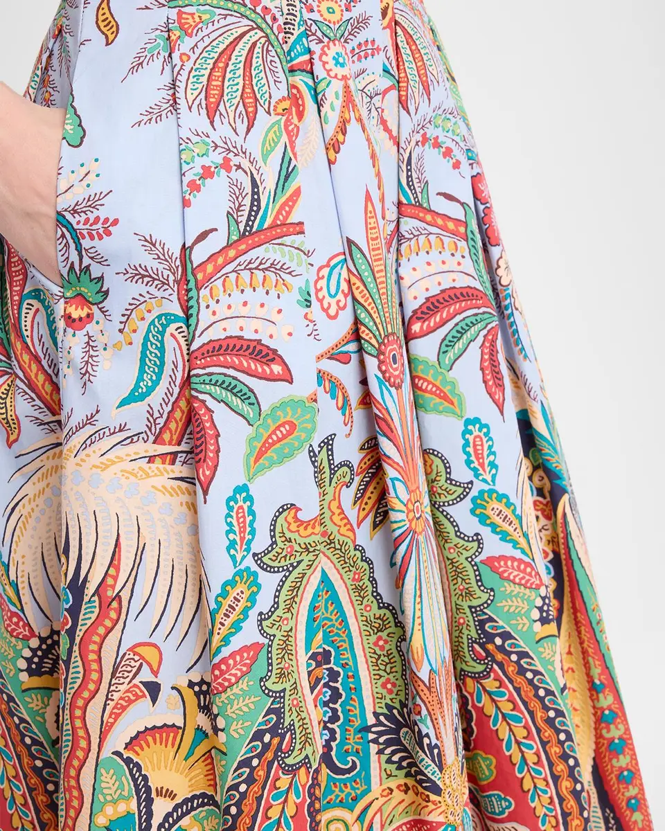 Etro Sleeveless Paisley-Print Pleated Cotton Midi Dress | Thumbnail 5
