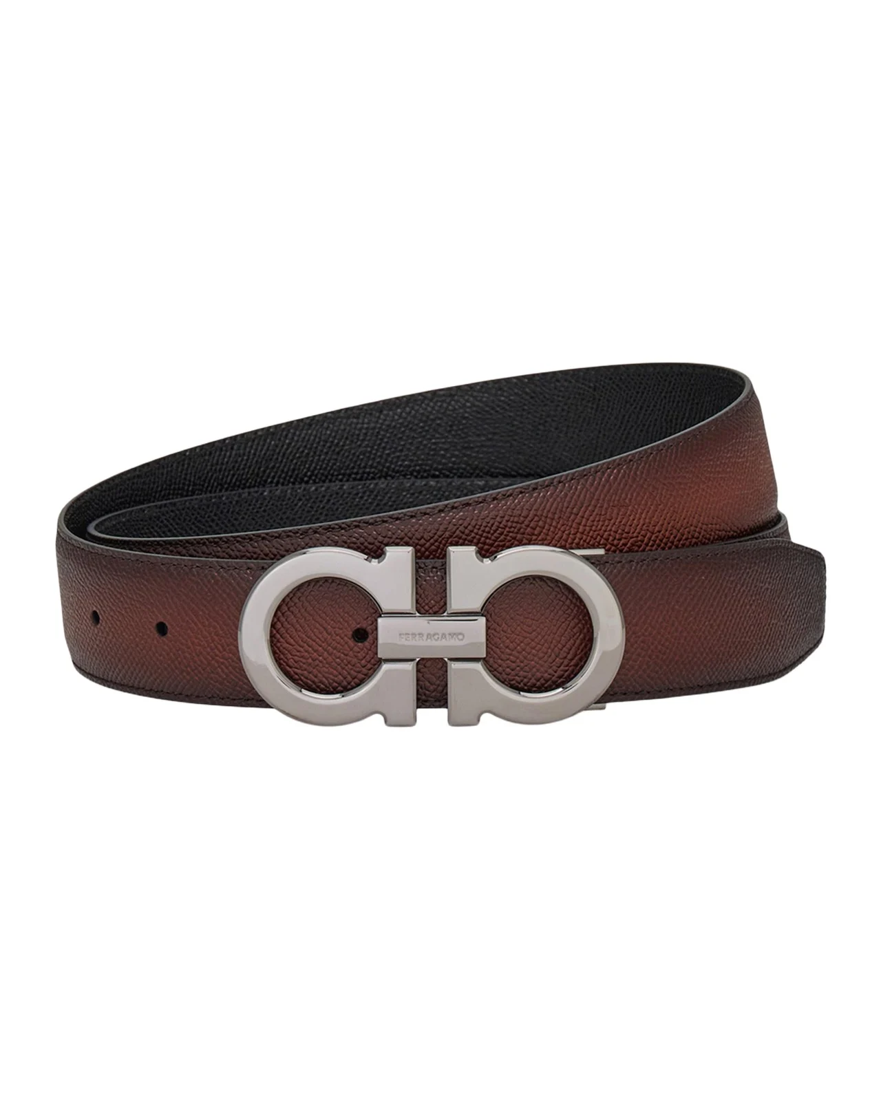 Ferragamo Men's Double Gancini Reversible Leather Belt