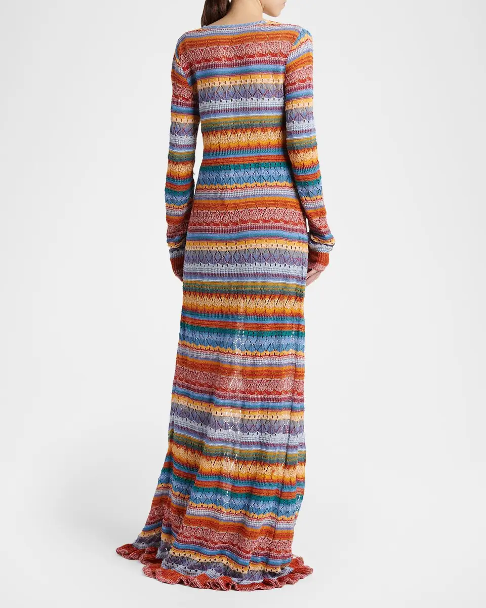 Etro Striped Open-Knit Long Cardigan | Thumbnail 3