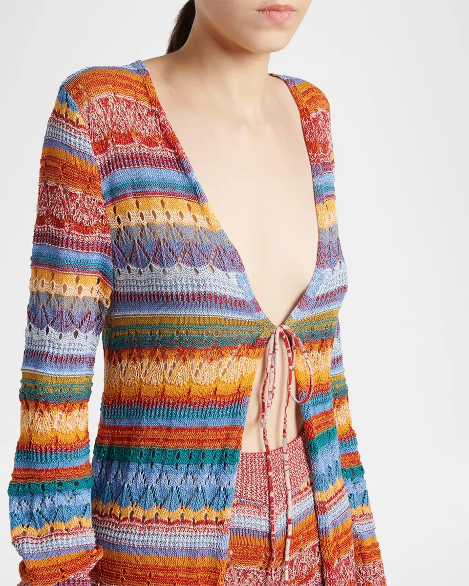 Etro Striped Open-Knit Long Cardigan | Thumbnail 5