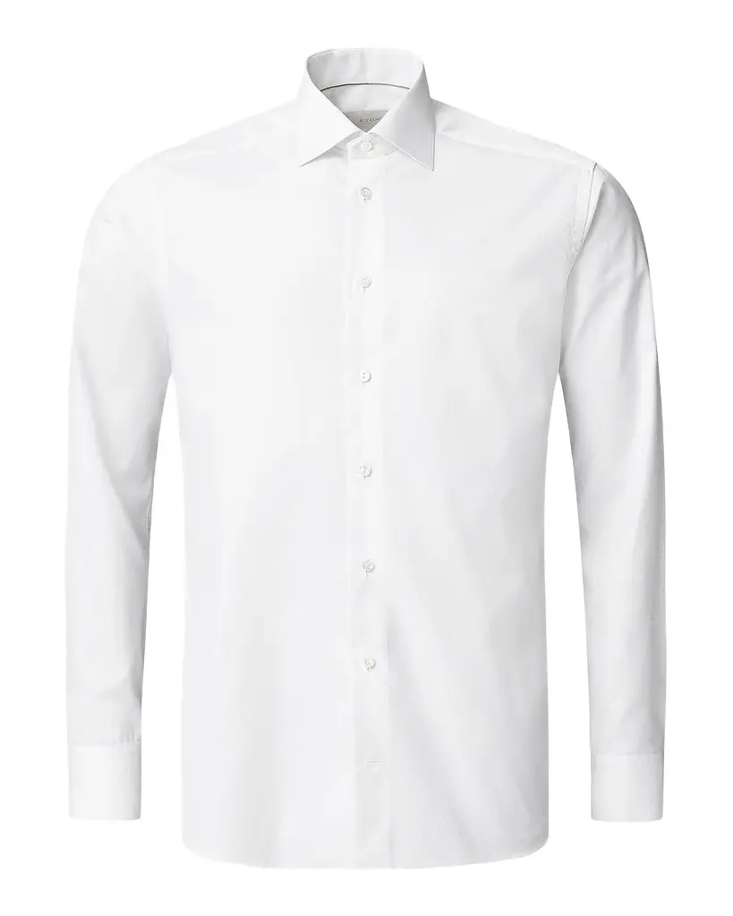 Eton Men's Textured Cotton Contemporary-Fit Piqué Shirt | Image 1 Eton Men's Textured Cotton Contemporary-Fit Piqué Shirt | Image 1