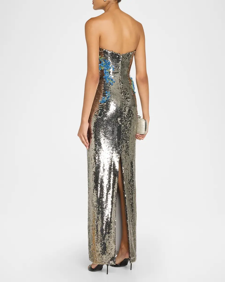 MONIQUE LHUILLIER Textured Strapless Column Gown | Thumbnail 3 MONIQUE LHUILLIER Textured Strapless Column Gown | Thumbnail 3