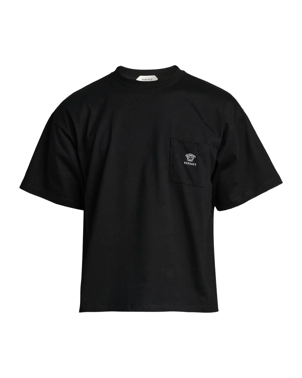 Men's Embroidered-Medusa Jersey Pocket Crewneck T-Shirt Men's Embroidered-Medusa Jersey Pocket Crewneck T-Shirt