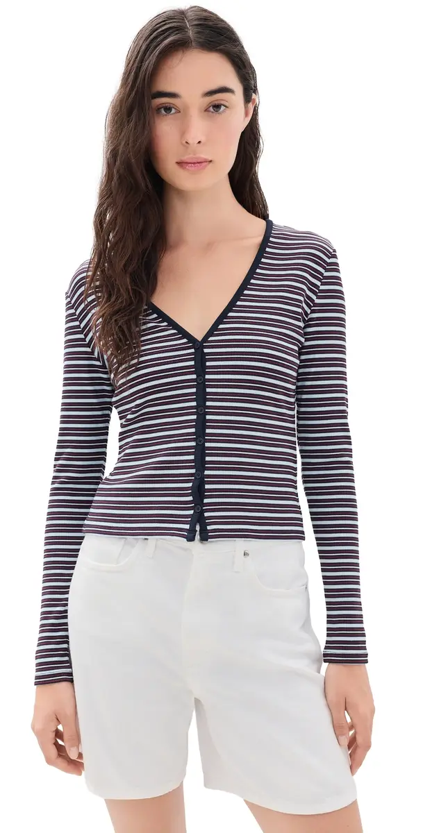 Good American The Rib Cardigan Ivy tripe | Image 1 Good American The Rib Cardigan Ivy tripe | Image 1