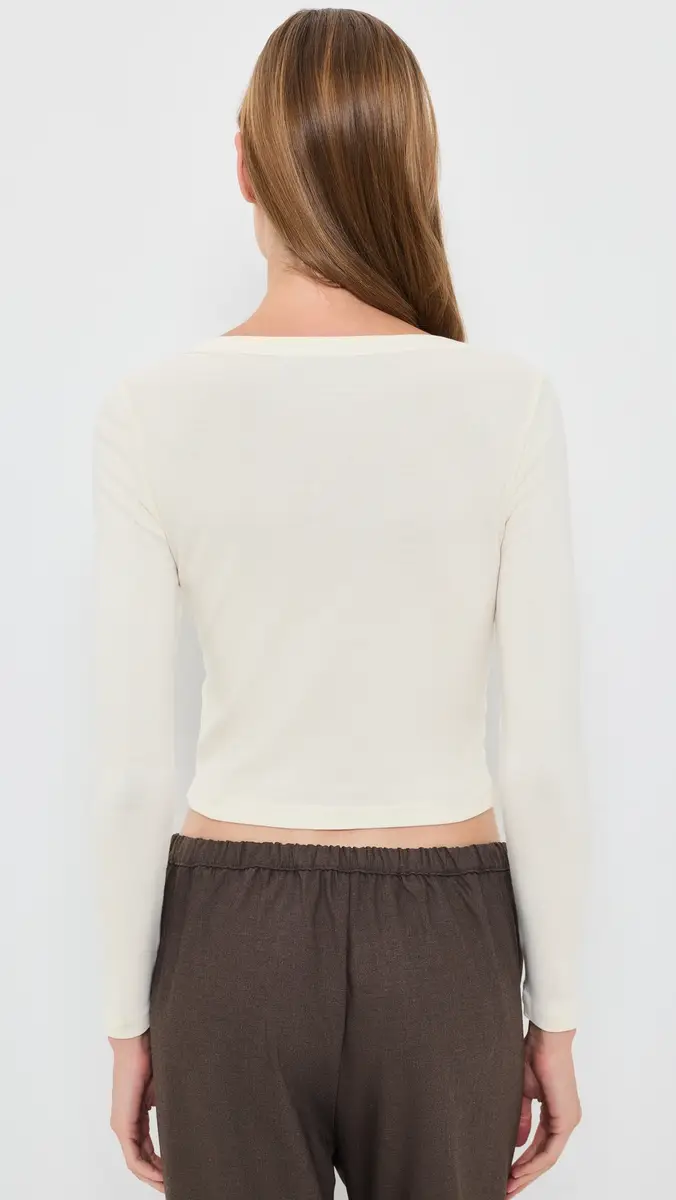 ENZA COSTA Supima Cotton V Neck Cardigan | Thumbnail 3