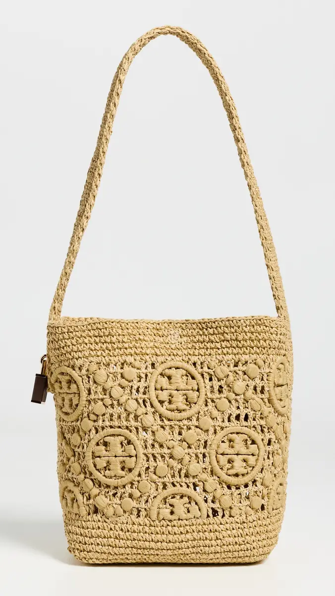 Tory Burch Lock T Monogram Crochet Bucket Bag | Thumbnail 2 Tory Burch Lock T Monogram Crochet Bucket Bag | Thumbnail 2