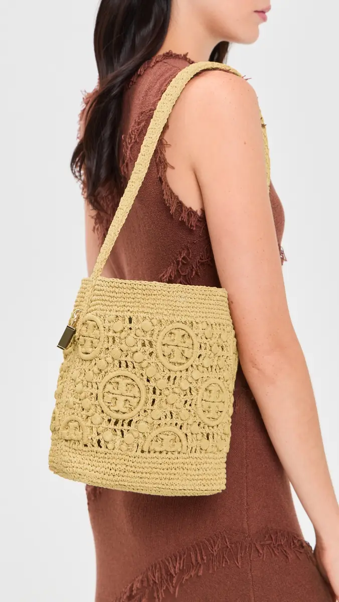 Tory Burch Lock T Monogram Crochet Bucket Bag | Thumbnail 3 Tory Burch Lock T Monogram Crochet Bucket Bag | Thumbnail 3