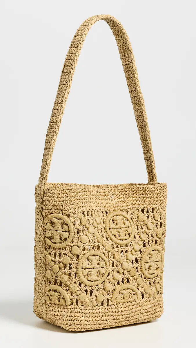 Tory Burch Lock T Monogram Crochet Bucket Bag | Thumbnail 4 Tory Burch Lock T Monogram Crochet Bucket Bag | Thumbnail 4