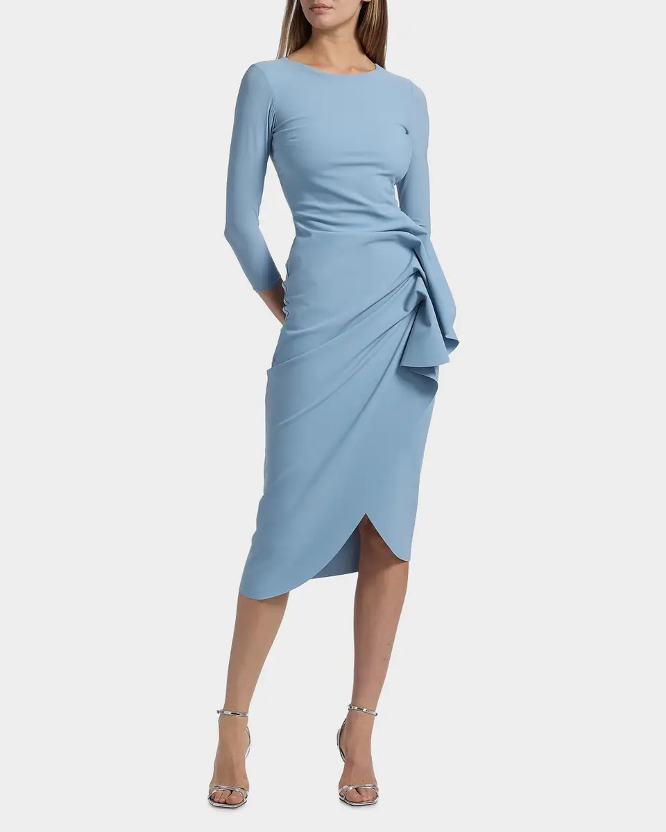 Chiara Boni La Petite Robe Wang Draped High-Low Midi Sheath Dress | Thumbnail 4 Chiara Boni La Petite Robe Wang Draped High-Low Midi Sheath Dress | Thumbnail 4