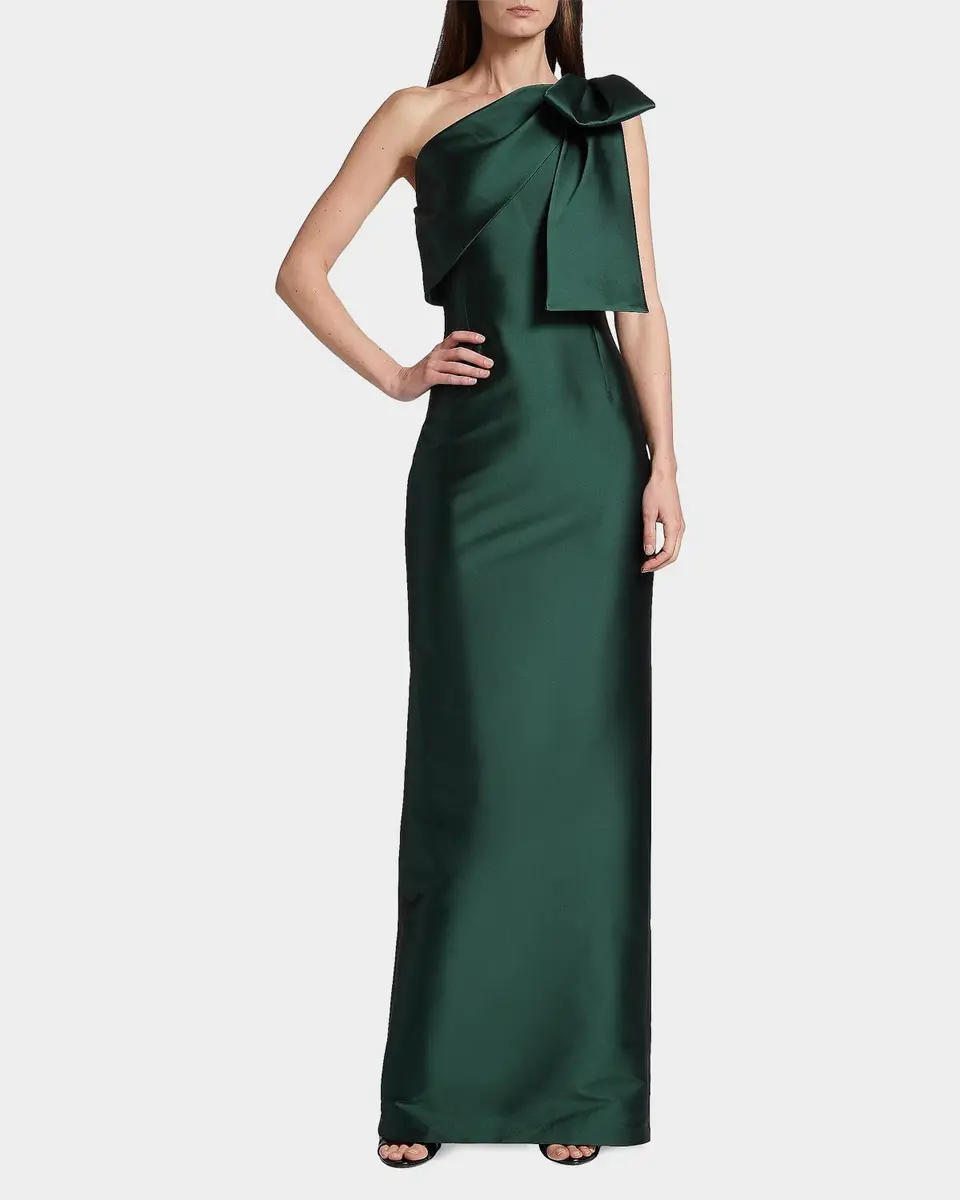 SACHIN & BABI Bonnie One-Shoulder Satin Column Gown | Thumbnail 4