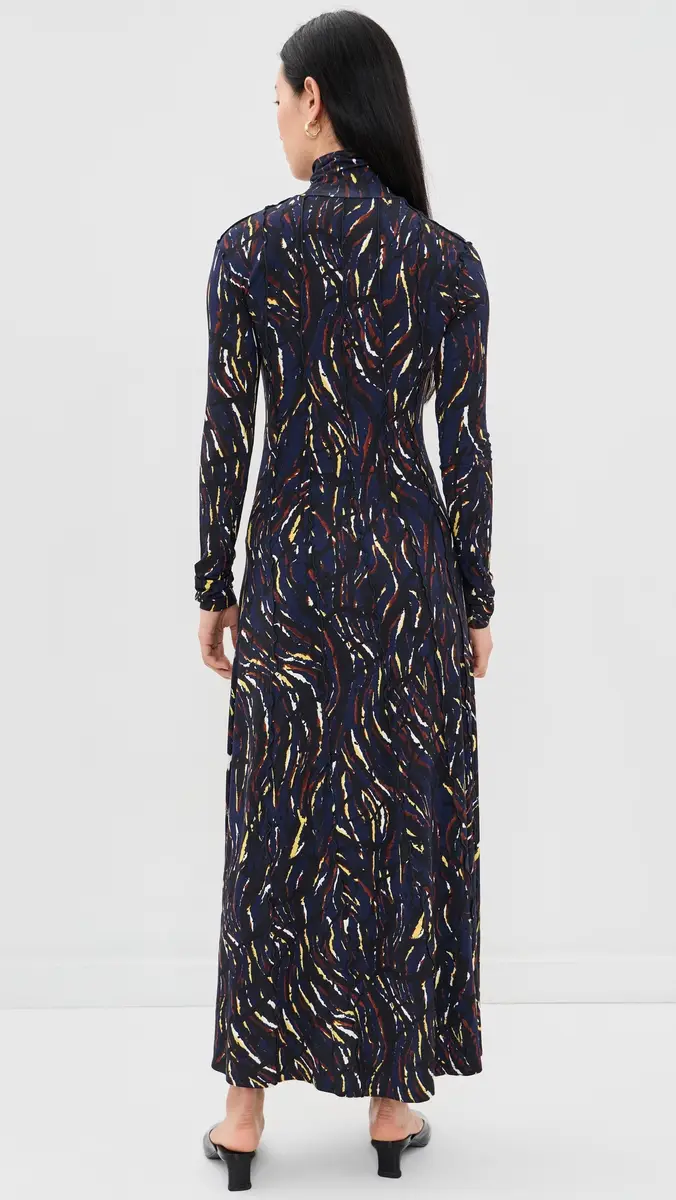 Proenza Schouler White Label Mabel Dress In Jersey Navy/Black Multi | Thumbnail 3 Proenza Schouler White Label Mabel Dress In Jersey Navy/Black Multi | Thumbnail 3