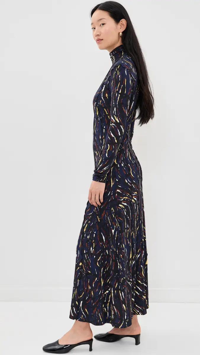 Proenza Schouler White Label Mabel Dress In Jersey Navy/Black Multi | Thumbnail 4 Proenza Schouler White Label Mabel Dress In Jersey Navy/Black Multi | Thumbnail 4