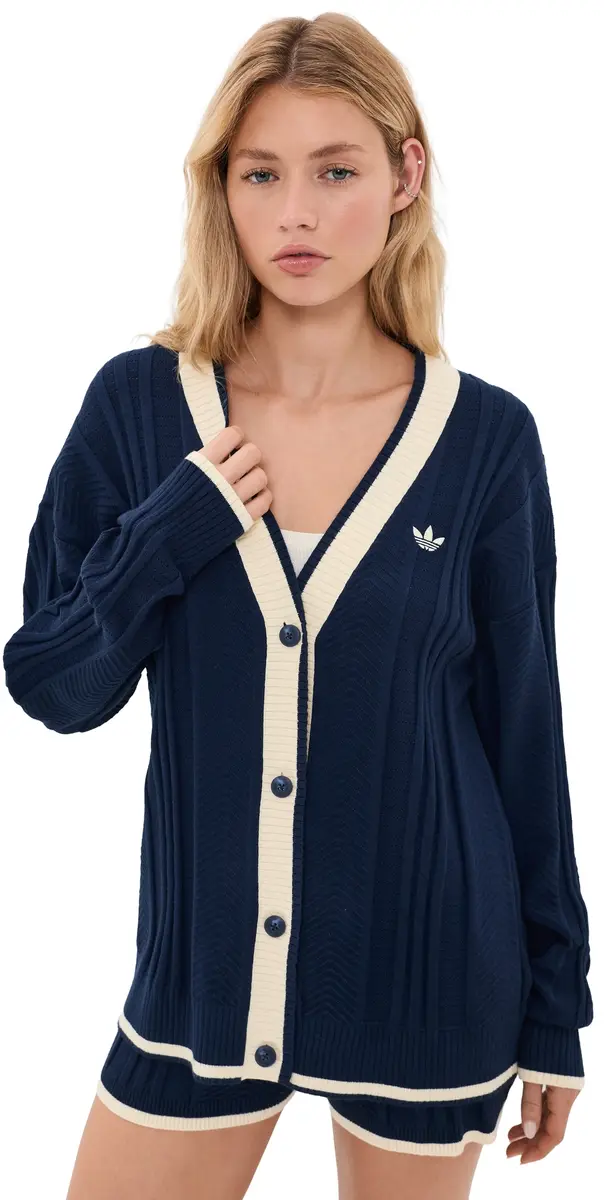Adidas Cable Knit Cardigan Night Indigo | Image 1 Adidas Cable Knit Cardigan Night Indigo | Image 1
