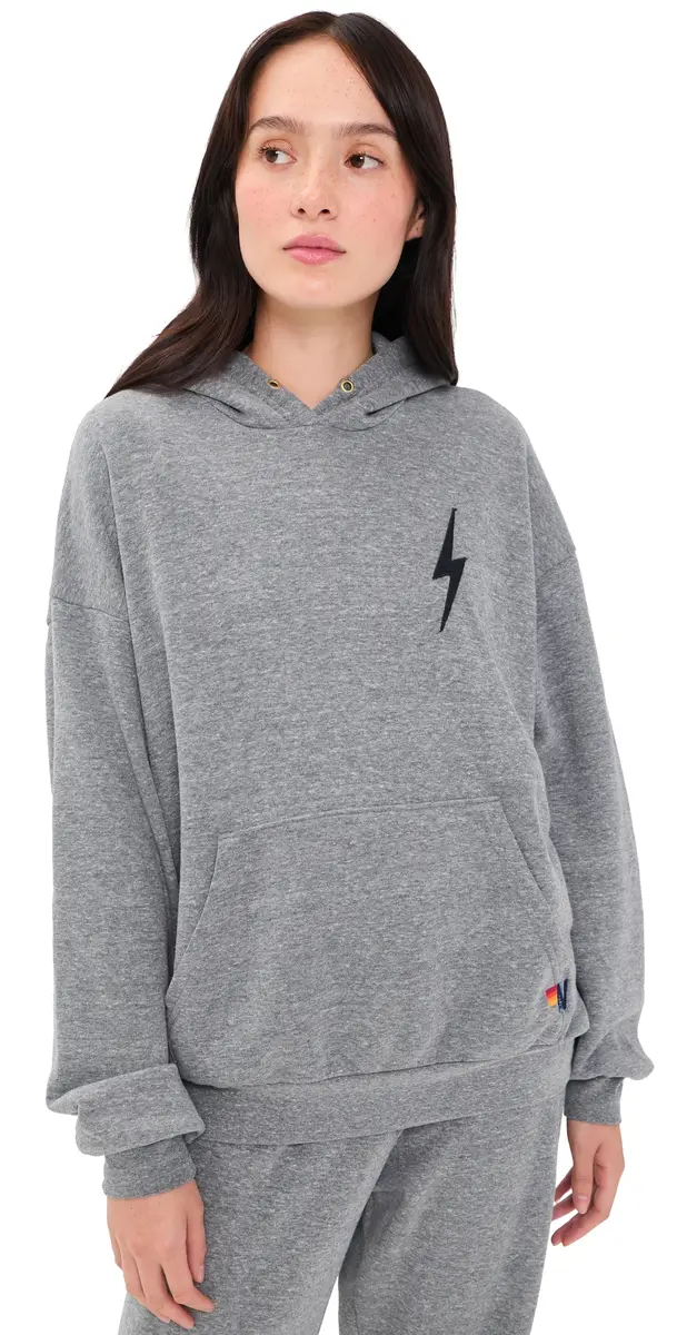 Aviator Nation Bolt titch Pullover Hoodie Heather Grey | Image 1 Aviator Nation Bolt titch Pullover Hoodie Heather Grey | Image 1