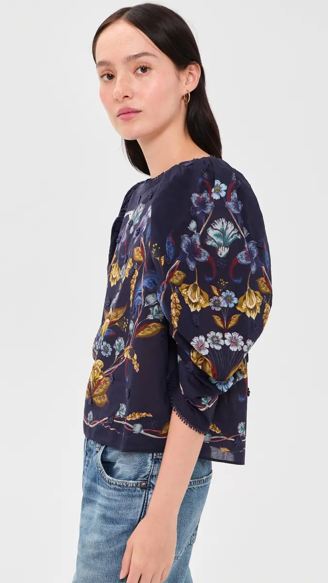 Farm Rio Golden Nature Navy Blue Blouse | Thumbnail 4 Farm Rio Golden Nature Navy Blue Blouse | Thumbnail 4