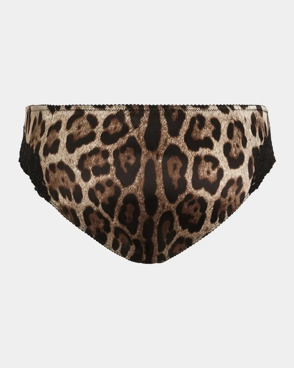 Dolce & Gabbana Leopard-Print Lace & Satin Briefs | Thumbnail 2 Dolce & Gabbana Leopard-Print Lace & Satin Briefs | Thumbnail 2