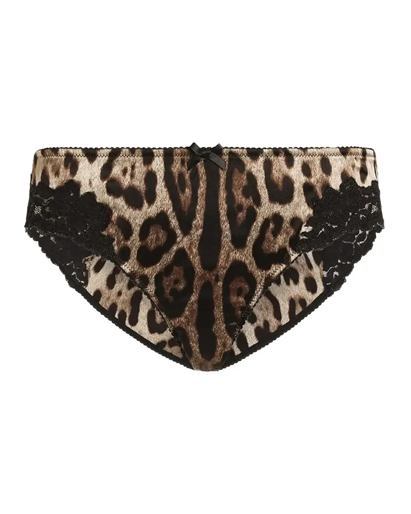 Dolce & Gabbana Leopard-Print Lace & Satin Briefs