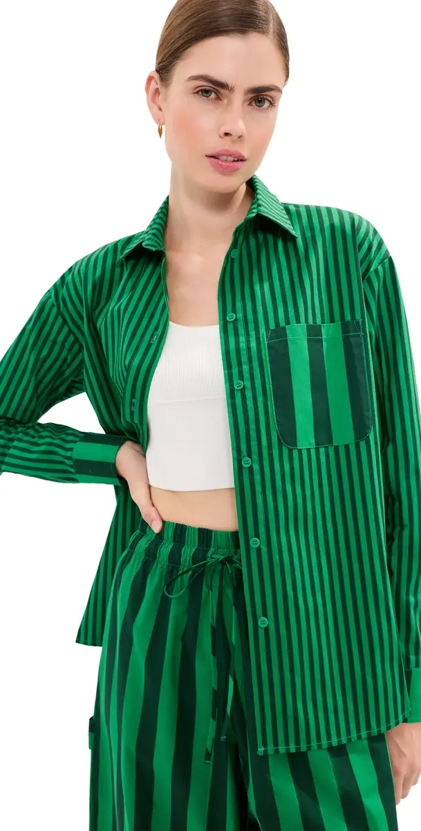 LE BOP Winnie Button Down Green/Dark Green tripe | Image 1 LE BOP Winnie Button Down Green/Dark Green tripe | Image 1