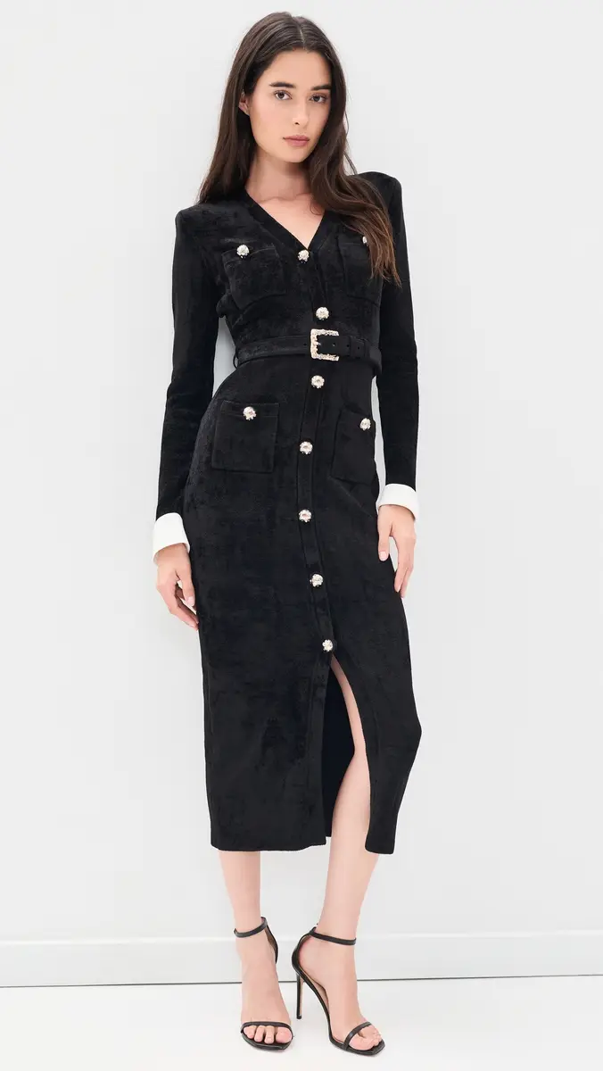 Self-Portrait Chenille Knit Midi Dress | Thumbnail 2 Self-Portrait Chenille Knit Midi Dress | Thumbnail 2