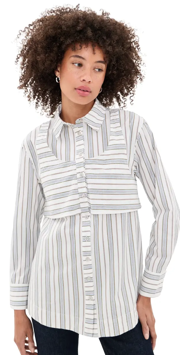 Damson Madder Valeria Double Layered Button Down Shirt Multi | Image 1 Damson Madder Valeria Double Layered Button Down Shirt Multi | Image 1