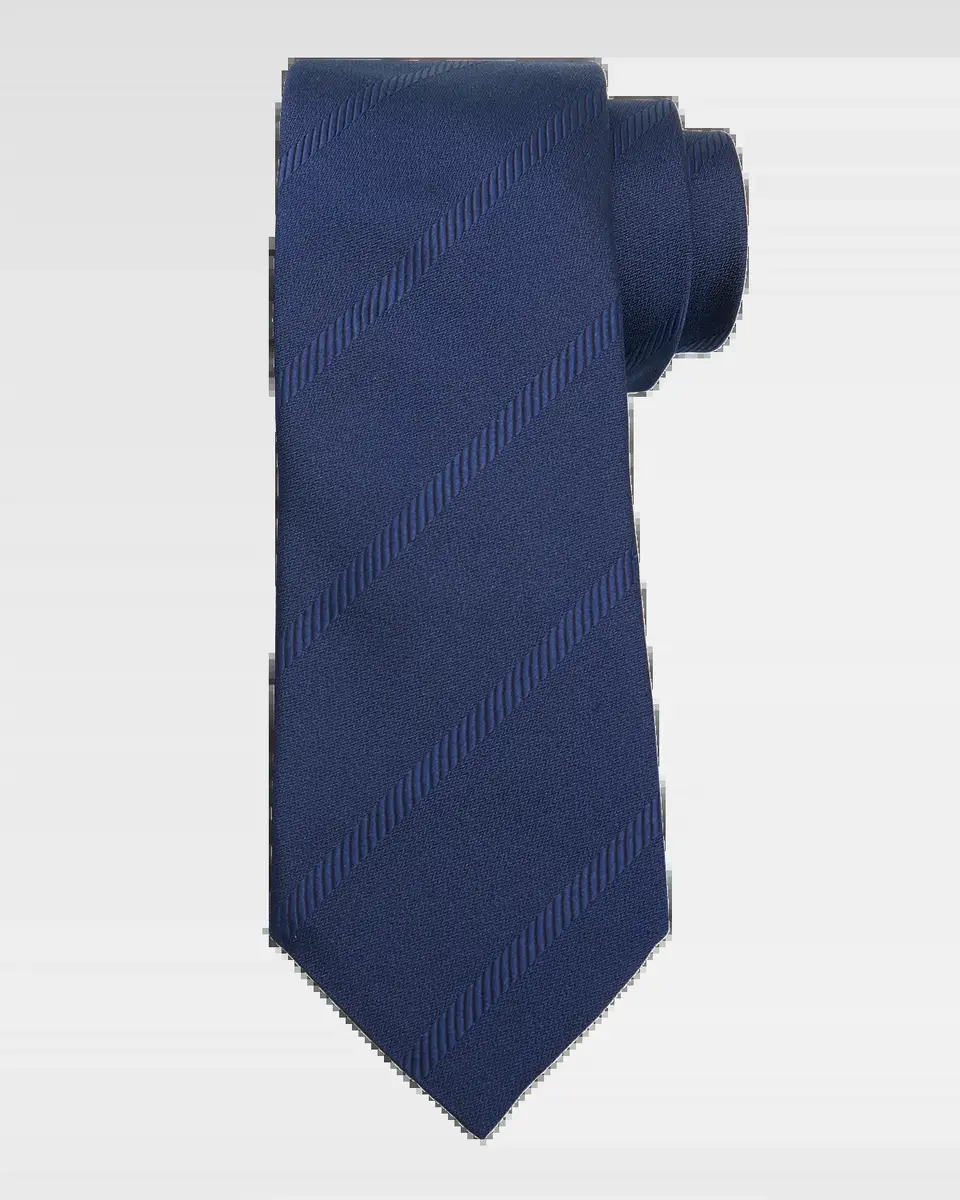 Brunello Cucinelli Men's Regimental Stripe Silk Tie | Thumbnail 2 Brunello Cucinelli Men's Regimental Stripe Silk Tie | Thumbnail 2