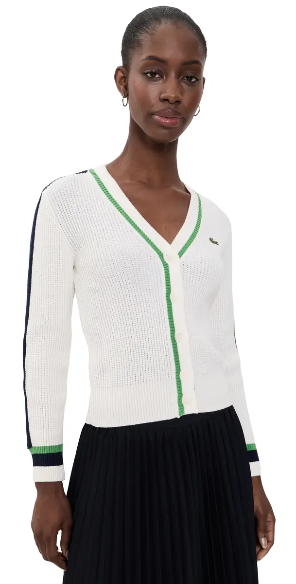 Lacoste Cardigan Sweater Flour/Navy/Billiard Green | Image 1 Lacoste Cardigan Sweater Flour/Navy/Billiard Green | Image 1
