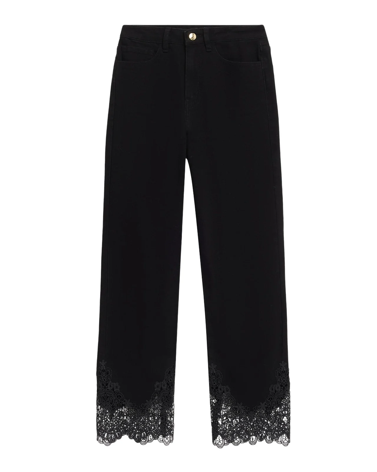 Bellatrix Straight Cropped Lace-Trim Jeans Bellatrix Straight Cropped Lace-Trim Jeans