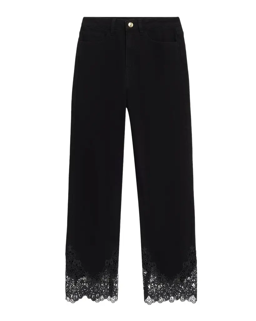 Generation Love Bellatrix Straight Cropped Lace-Trim Jeans | Image 1 Generation Love Bellatrix Straight Cropped Lace-Trim Jeans | Image 1