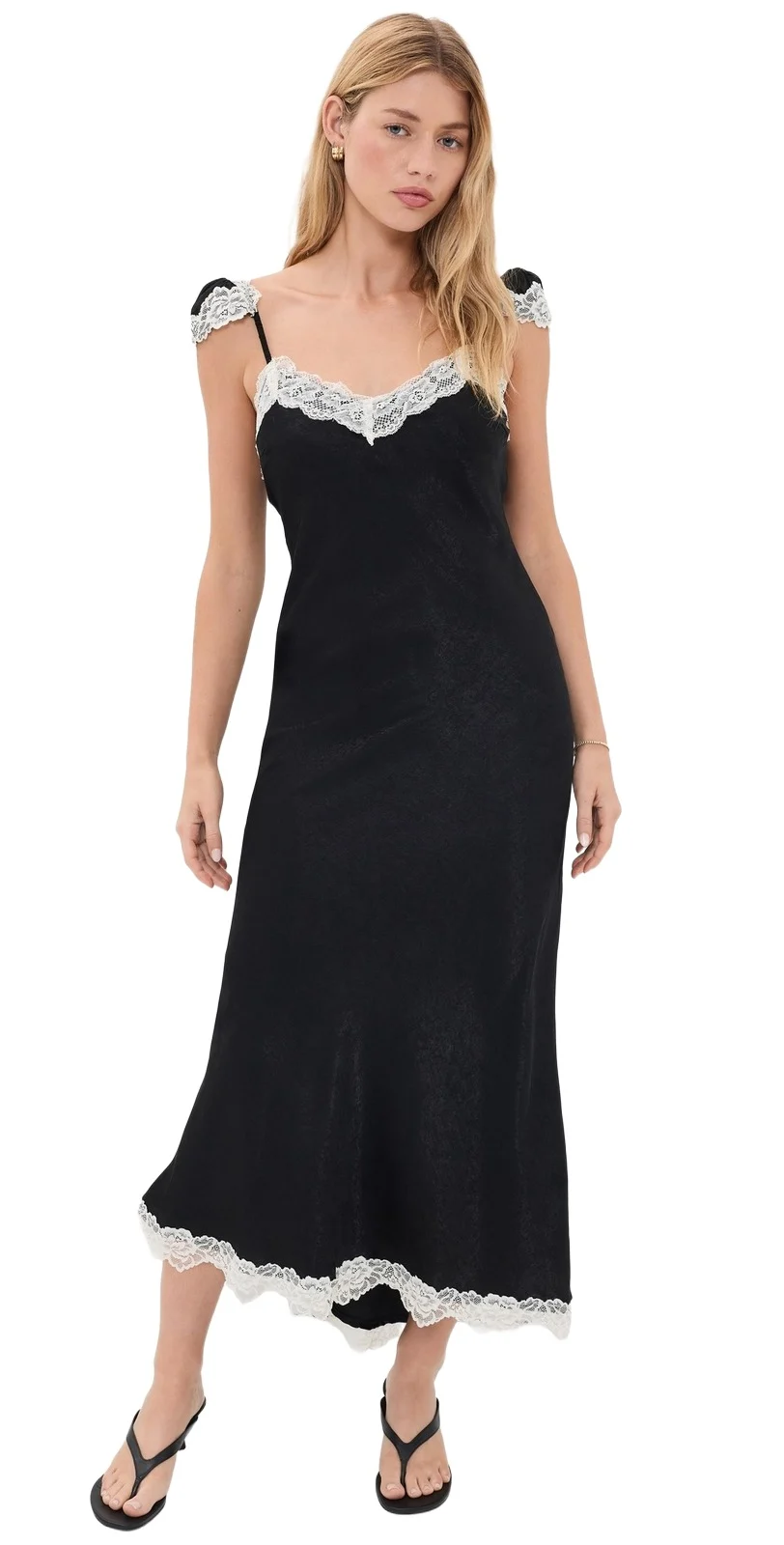 Lace Trim Satin Maxi Slip Dress Lace Trim Satin Maxi Slip Dress