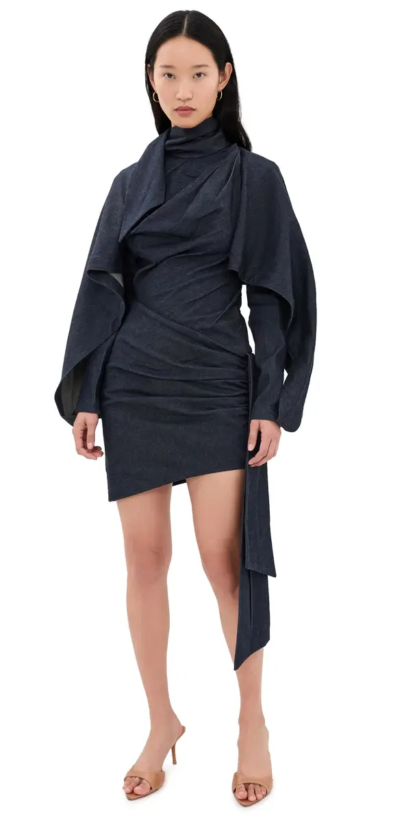 Zimmermann Valiant Draped Denim Mini Dress Night Sky | Image 1 Zimmermann Valiant Draped Denim Mini Dress Night Sky | Image 1