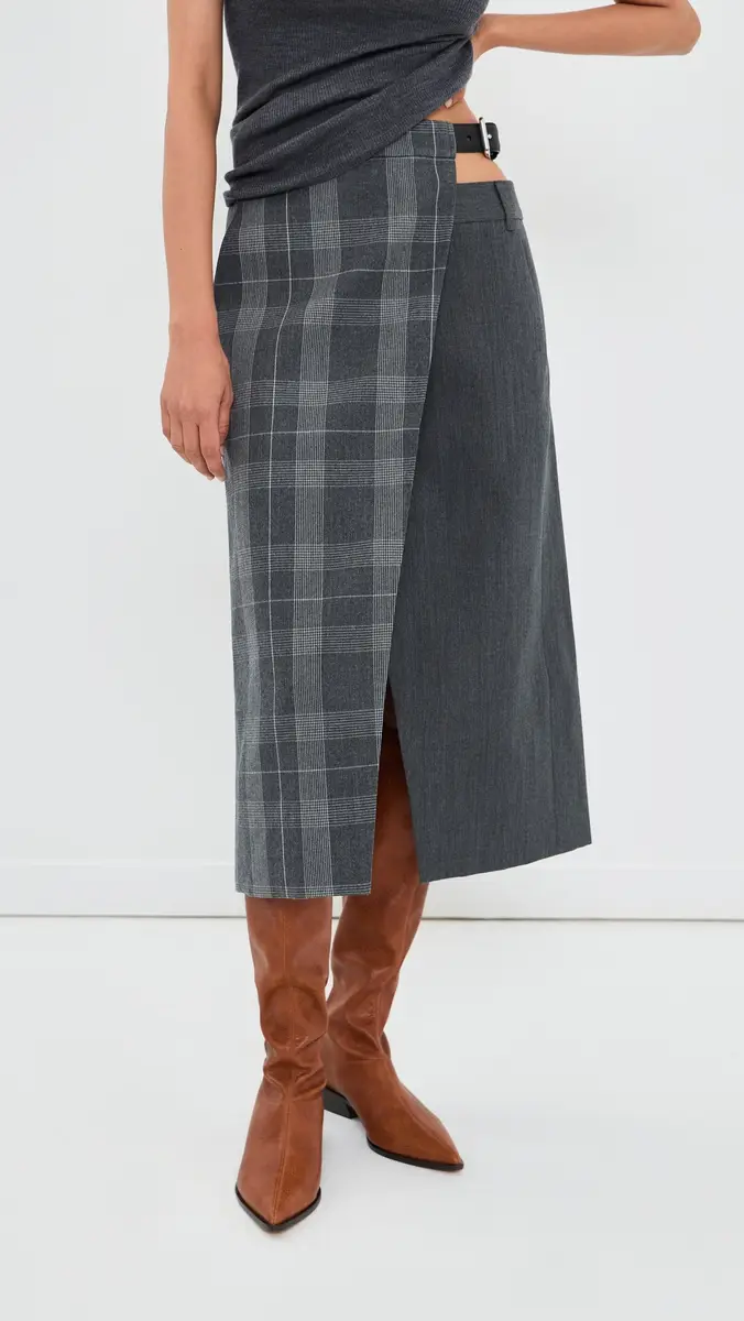 Tibi Papery Wool Plaid Double Apron Skirt | Thumbnail 2 Tibi Papery Wool Plaid Double Apron Skirt | Thumbnail 2