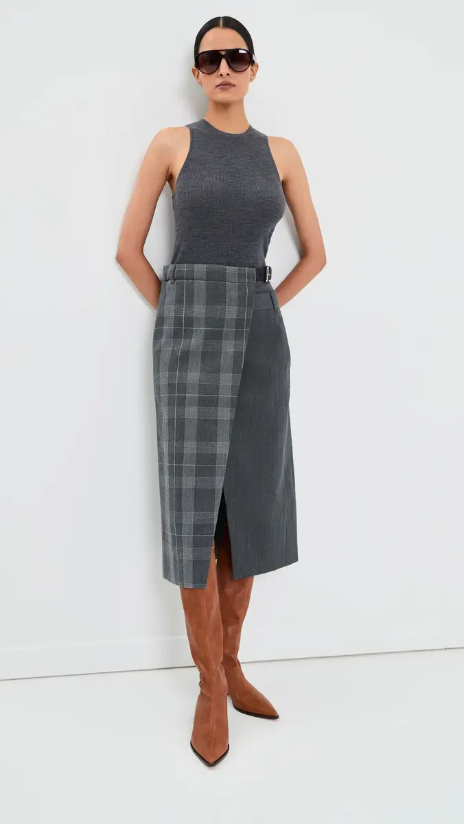Tibi Papery Wool Plaid Double Apron Skirt | Thumbnail 5 Tibi Papery Wool Plaid Double Apron Skirt | Thumbnail 5