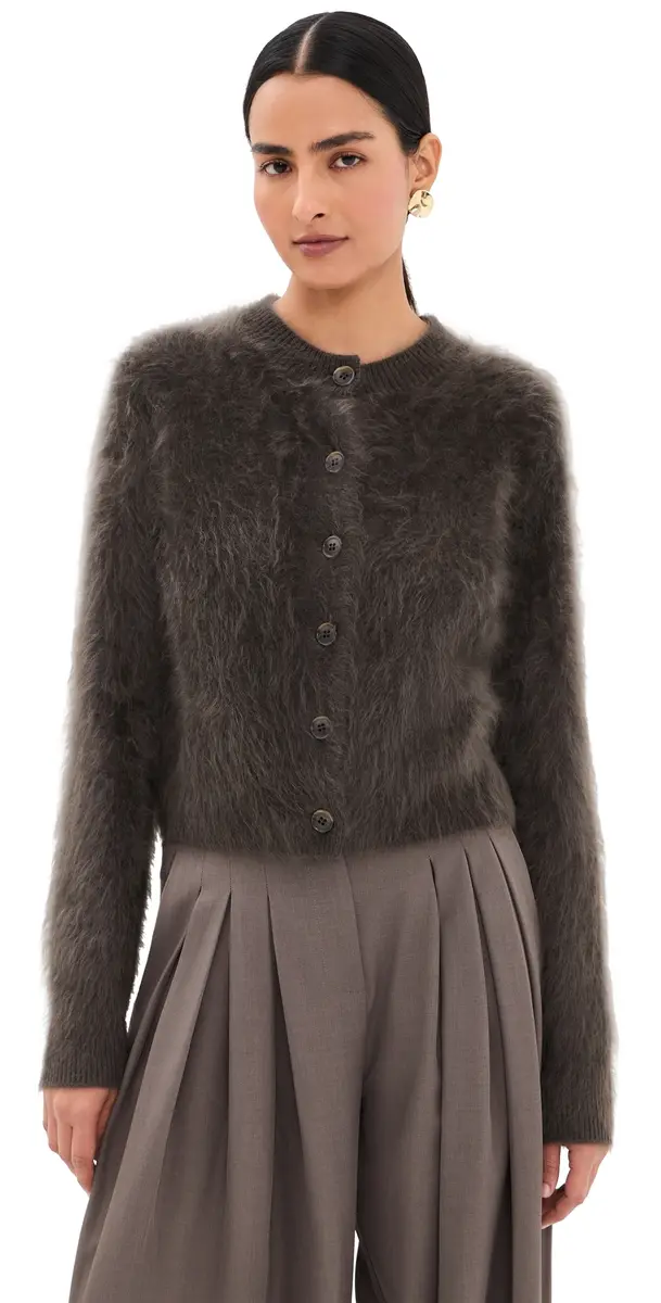 LISA YANG Azalea Cashmere Cardigan Dark Fern Brushed | Image 1 LISA YANG Azalea Cashmere Cardigan Dark Fern Brushed | Image 1