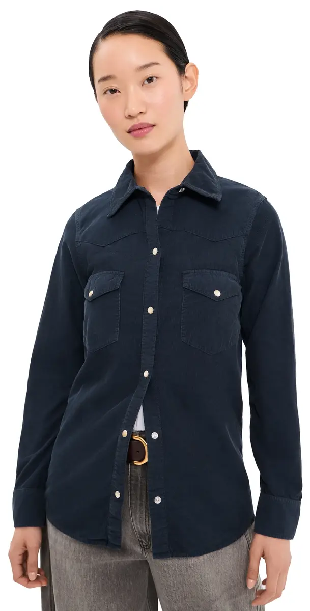 Nili Lotan Travis Corduroy Shirt Dusk Navy | Image 1 Nili Lotan Travis Corduroy Shirt Dusk Navy | Image 1