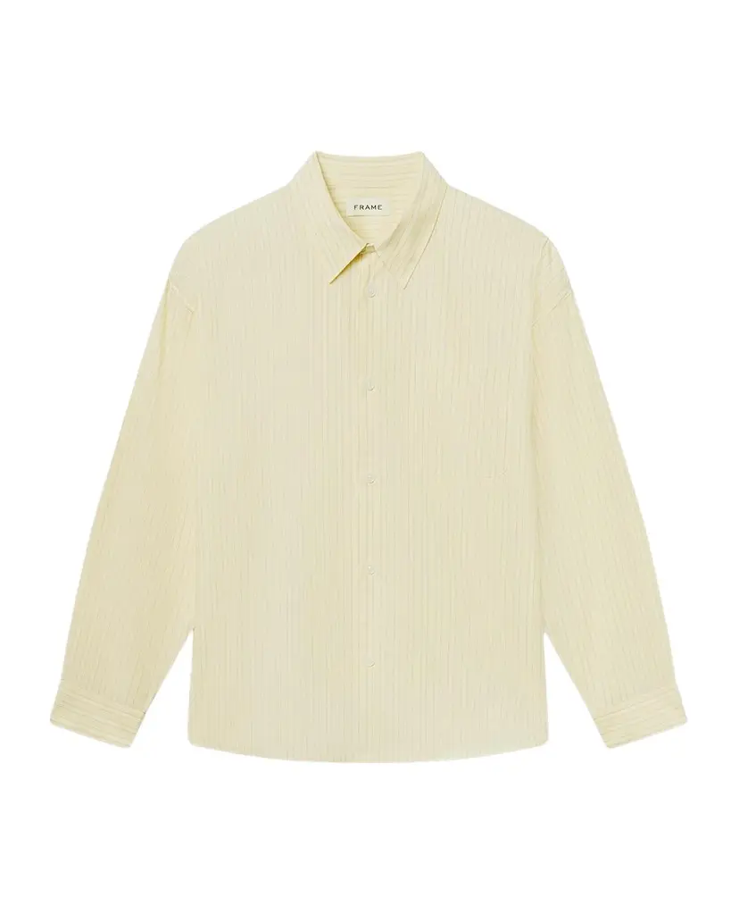 Frame Men's Pyjama Cotton Stripe Button-Down Shirt | Image 1 Frame Men's Pyjama Cotton Stripe Button-Down Shirt | Image 1