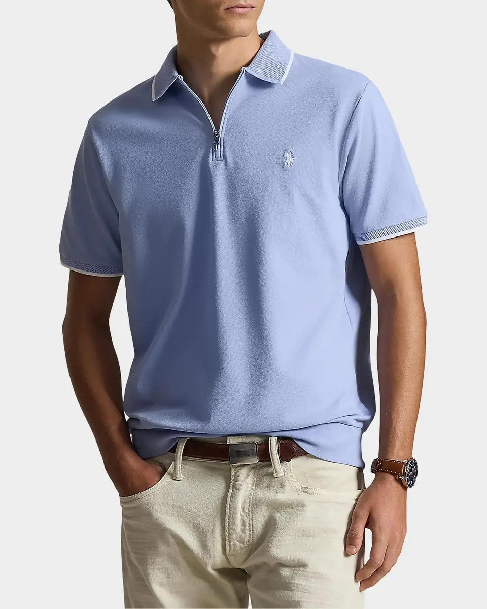 Polo Ralph Lauren Men's Logo Stretch-Cotton Zip-Front Polo Shirt | Thumbnail 4 Polo Ralph Lauren Men's Logo Stretch-Cotton Zip-Front Polo Shirt | Thumbnail 4