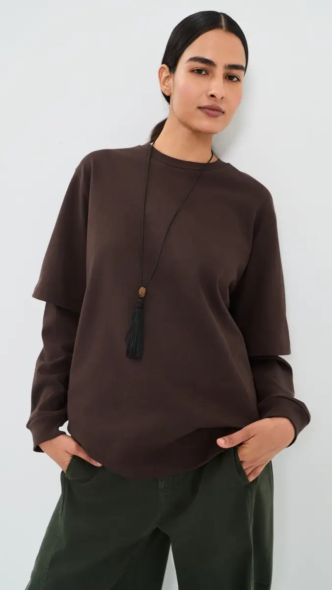 Tibi Perfect Unisex Double Layer Long Sleeve Tee | Thumbnail 3 Tibi Perfect Unisex Double Layer Long Sleeve Tee | Thumbnail 3
