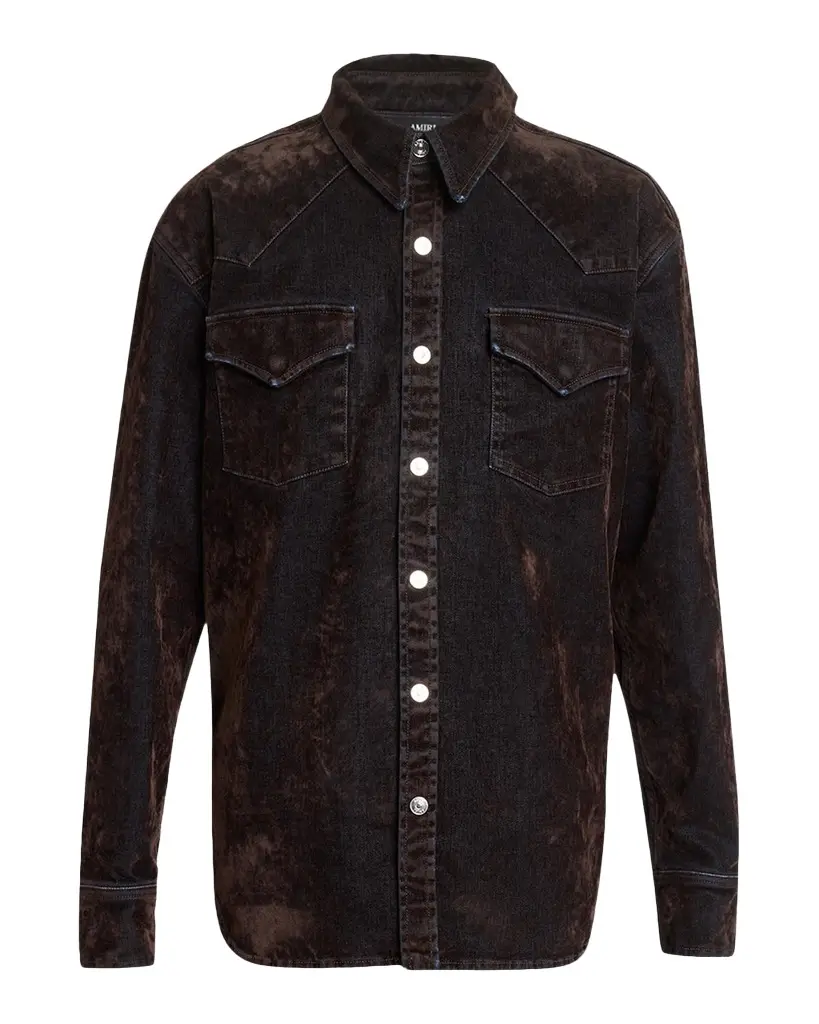 Men's Flock Denim Western Shirt