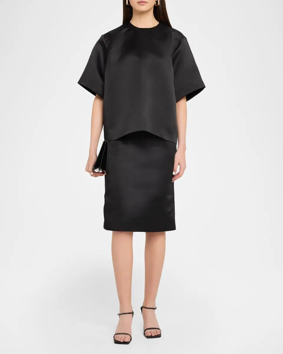 TOTEME Duchess Satin Sheath Knee-Length Skirt | Thumbnail 2 TOTEME Duchess Satin Sheath Knee-Length Skirt | Thumbnail 2