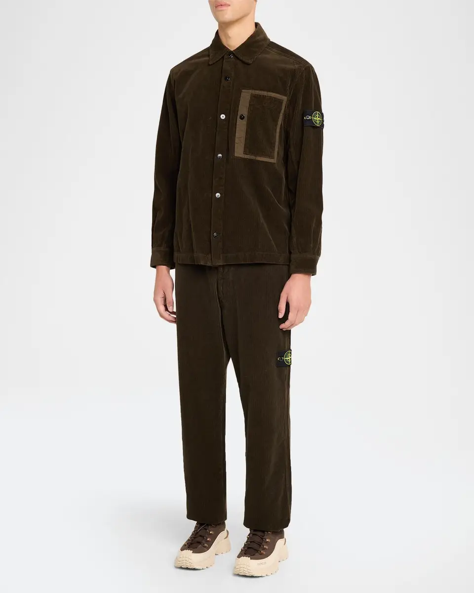 Stone Island Men's Corduroy Layered Pocket Button-Down Shirt | Thumbnail 2 Stone Island Men's Corduroy Layered Pocket Button-Down Shirt | Thumbnail 2
