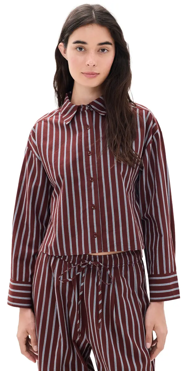 Apiece Apart Cropped Isolde Button Down Shirt pice Multi tripe | Image 1 Apiece Apart Cropped Isolde Button Down Shirt pice Multi tripe | Image 1