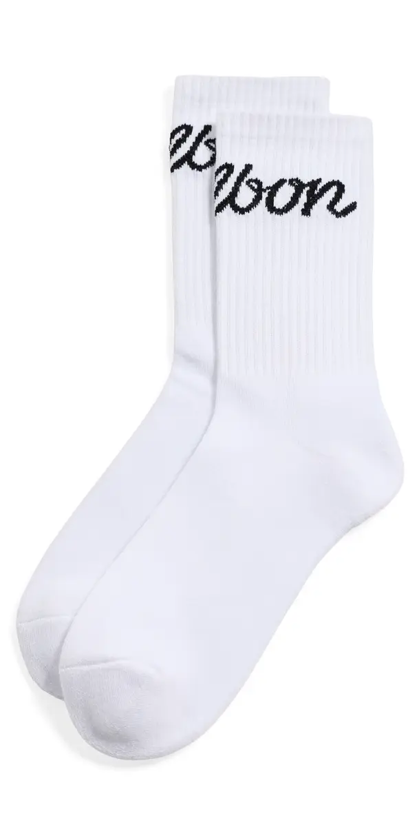 Malbon Bon Script Crew Socks White One Size | Image 1 Malbon Bon Script Crew Socks White One Size | Image 1