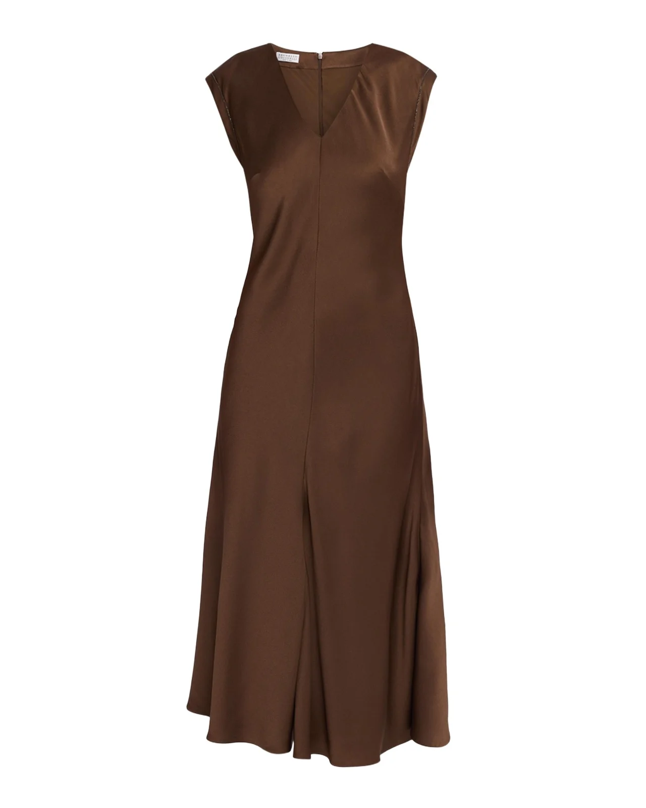 V-Neck Monili Sleeveless Satin Midi Dress V-Neck Monili Sleeveless Satin Midi Dress