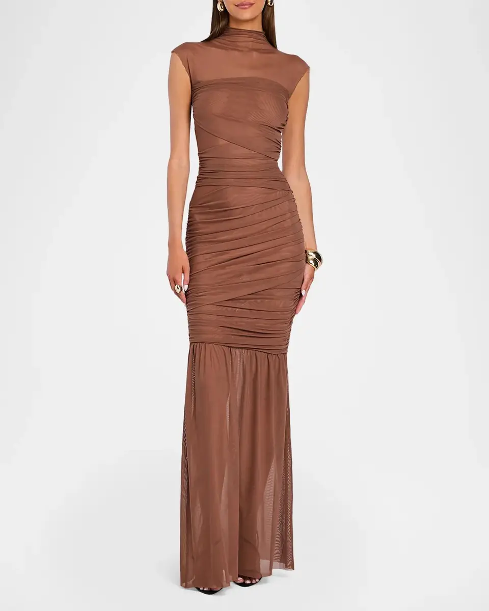 SEROYA Rosie Mock-Neck Mesh Dress | Thumbnail 2 SEROYA Rosie Mock-Neck Mesh Dress | Thumbnail 2