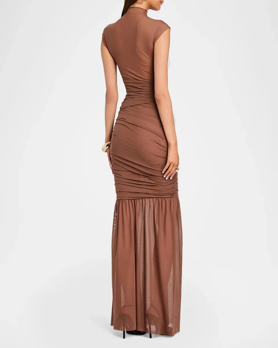 SEROYA Rosie Mock-Neck Mesh Dress | Thumbnail 3 SEROYA Rosie Mock-Neck Mesh Dress | Thumbnail 3