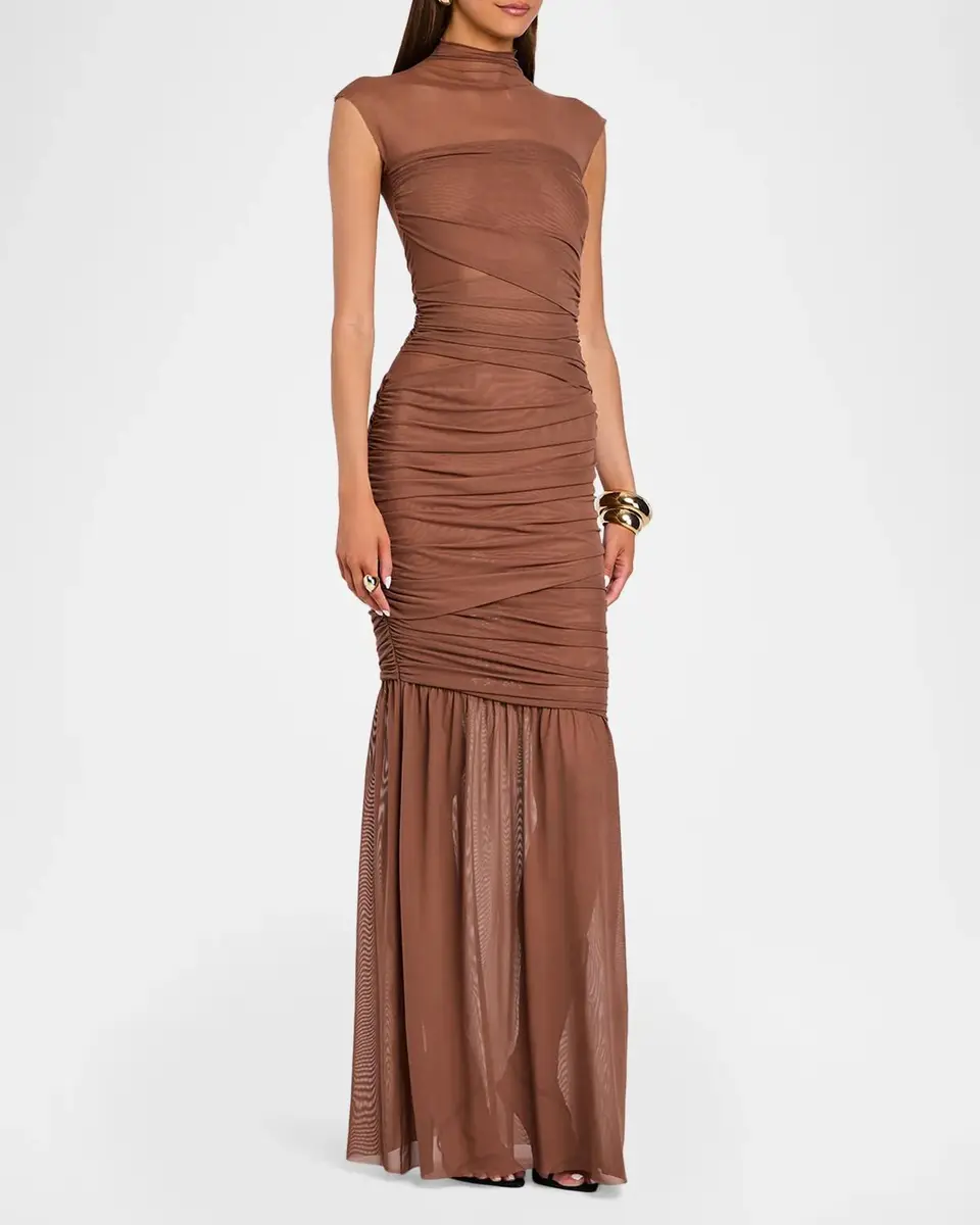 SEROYA Rosie Mock-Neck Mesh Dress | Thumbnail 4 SEROYA Rosie Mock-Neck Mesh Dress | Thumbnail 4