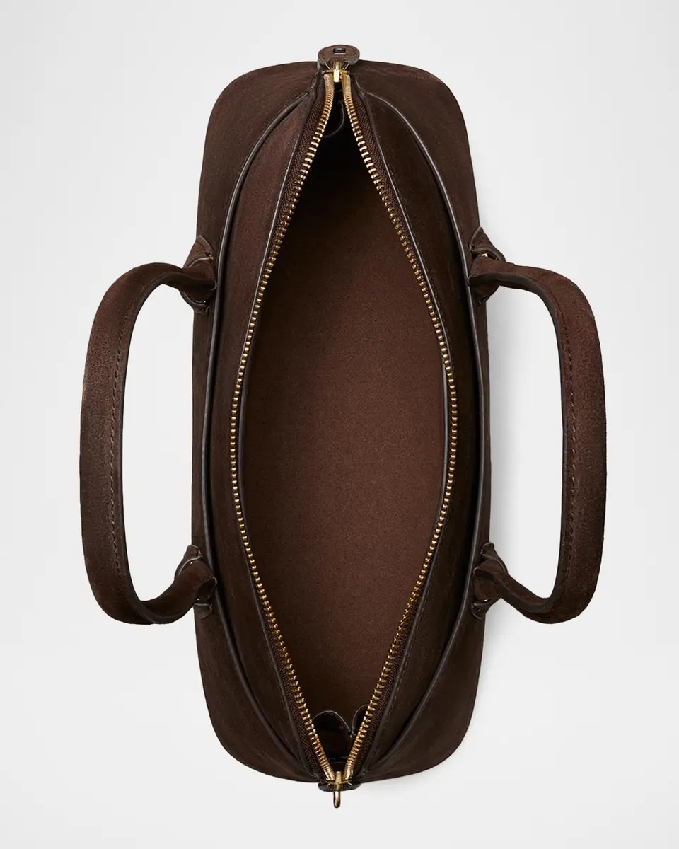 Tory Burch Lock East-West Suede Satchel | Thumbnail 3 Tory Burch Lock East-West Suede Satchel | Thumbnail 3